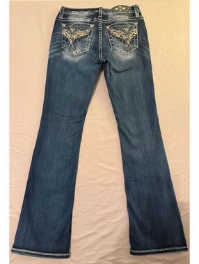 Miss Me Jeans - Rhinestone with Teal Wings on the Pockets
